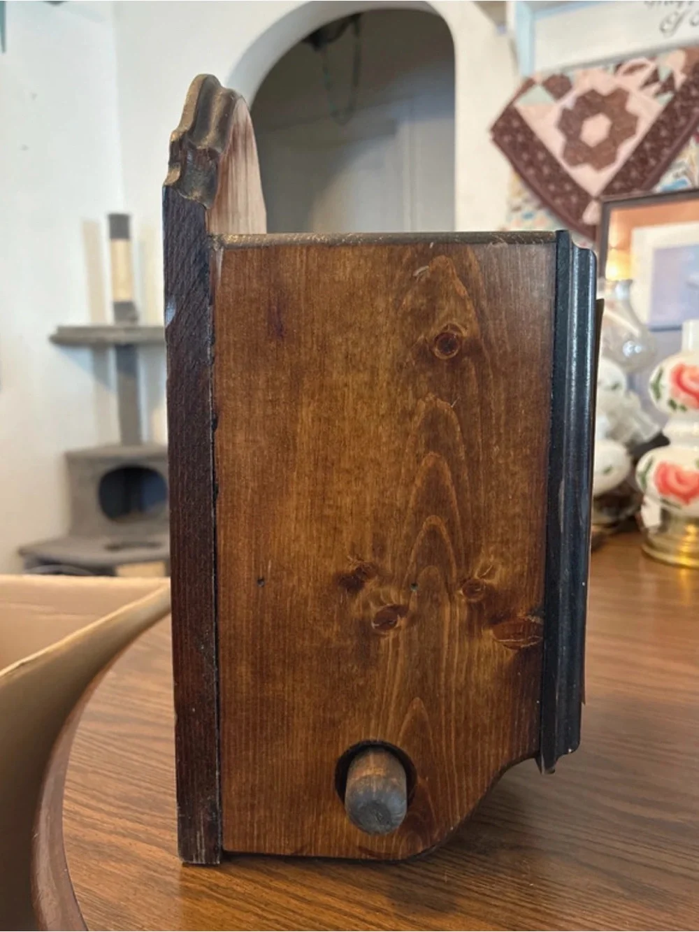 Decorative Wood Box Toilet Paper Holder - Cream & Black Retro Artwork